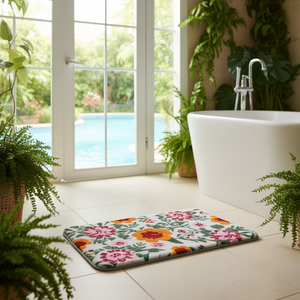 Alfombra de Baño de Microfibra Resistente 40x60 CM Antideslizante Suave Absorbente Diseño Floral de PVC con Logotipo Personalizado Estilo Lindo para Hogar, Hotel y Baño - Product Image 3