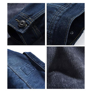 Men's Sherpa Denim Trucker <b>Jacket</b> Warm Thermal <b>Fleece</b> <b>Lined</b> Classic Jean Coat Winter Casual Stylish Outerwear Durable - Product Image 5