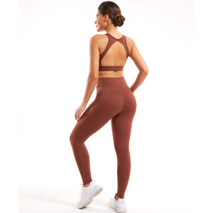 Stylish High Quality Breathable Lightweight Comfortable Performance Best Seller Fitness Wear High Waist Leggings Sports Bra Set - Product Image 5