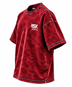 Camiseta Deportiva RISK SPORTS para Hombre, Corte Holgado, Cuello Redondo, Manga Corta, Estilo Urbano, Estampado con Logotipo Frontal - Product Image 4