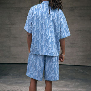 Nouvel ensemble de shorts pour hommes, design imprimé texture denim, tenue décontractée, ensemble de shorts pour hommes, tenue d'été, ensemble de shorts pour hommes en gros - Product Image 5