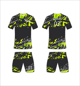 Ferocious Sublimated 100% Polyester Eco-Friendly Soccer Jersey <b>Shorts</b> Set <b>Men's</b> V-neck Moisture Wicking Geometric <b>Print</b> All - Product Image 1