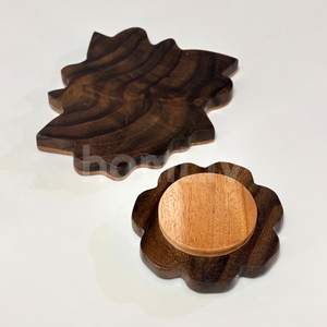 OEM Natural Eco Friendly Teak Wood Flower <b>Coaster</b> <b>Set</b> Sustainable Food Safe No Paint and Varnish Halal Customized Cup Mat Holder - Product Image 6
