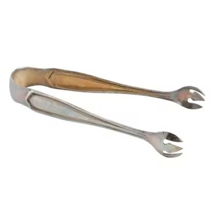 Pince à sucre argentée de petite taille avec extrémités à griffes, pince à glace, pince de service, outil de cuisine et de bar, idéale pour les fêtes et les buffets - Product Image 1