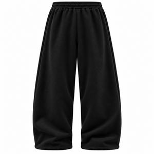 Men's Black Fleece baggy oversized Sweatpants Elastic Waist Drawstring Casual <b>Pants</b> With Side Pockets Autumn Wear - Product Image 2