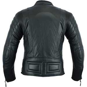Blouson de moto en cuir véritable pour homme, col montant, fermeture éclair, coupe ajustée, style motard, coupe-vent, pour l'automne - Product Image 5