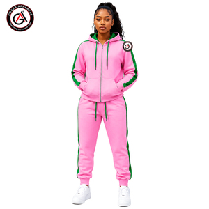 Survêtement personnalisé pour femmes avec broderie Soror rose et verte |   Survêtement de jogging brodé sur mesure pour sororité, 100 % coton molletonné - Product Image 4