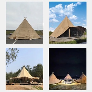 Impermeable PVC gran pirámide 4 estaciones Gian sombrero lona madera Tipi pirámide tienda boda evento <span class=keywords><strong>para</strong></span> la venta - Product Image 2