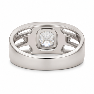 Anillo de Compromiso Moderno de Plata de Ley 925 con Certificado GRA, Corte Brillante Redondo, Chapado en Oro Blanco, Colección para Hombre - Product Image 3