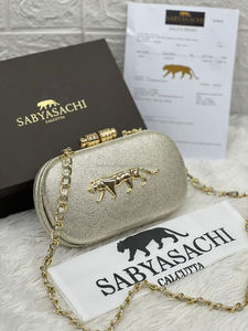 Sabyasachi Classic Casual Pearl Sequin Chains <b>Clutch</b> for Women From India-Soft Lightweight Eco-Friendly Durable Fashion - Product Image 2