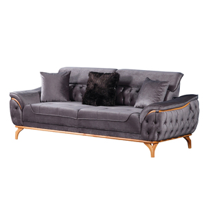 Luxury Velvet Chesterfield <b>Sofa</b> Deep Button Tufted Upholstered Couch Elegant Classic Oval Shape Metal Legs Living Room <b>Hotel</b> - Product Image 2