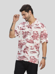 เสื้อเชิ้ตฮาวายลำลองผู้ชาย แขนสั้น ลายดอกไม้ ผ้าวิสโคส สำหรับวันหยุดฤดูหนาว ปกคอพับ ติดกระดุมเม็ดเดียว ระบายอากาศได้ดี ป้องกันรังสียูวี - Product Image 3