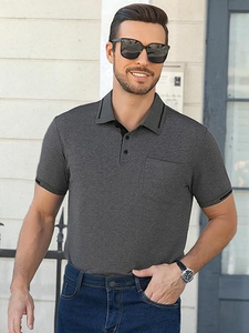 Chemises polo rayées de qualité supérieure pour hommes, manches courtes, tissu confortable, chemises polo OEM, design personnalisé, vêtements en gros - Product Image 2