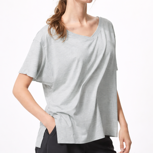 Camiseta Casual de Mujer con Cuello en V, Transpirable, de Jersey, Color Sólido, con Serigrafía, de Alta Calidad en Algodón, Manga Corta, Ecológica y Holgada - Product Image 4