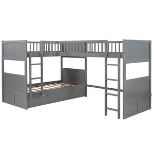 Letto a Castello Grigio per Bambini con Soppalco Integrato e Due Cassetti - Product Image 6