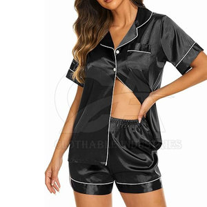 Conjunto de Ropa Casual para Mujer, Top de Manga Corta con Pantalones Cortos, Conjunto de Lujo 100% Seda, Ropa de Dormir Suave para el Hogar, Personalizable - Product Image 2