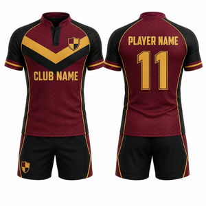 Maillot de football unisexe MEGAMAPLE Club Name, col en V, taille élastique, manches courtes, bleu clair, marine, jaune, imprimé par transfert thermique - Product Image 1