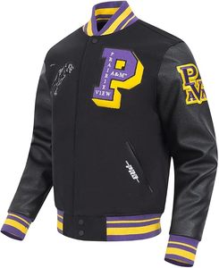 Chaqueta Universitaria Negra de los Prairie View A&M Panthers con Ribete Morado y Amarillo, Logotipo Bordado, Cuello Redondo, Ropa Deportiva de Invierno para Adultos - Product Image 5