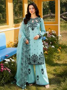 Elegant Embroidered Cotton Salwar Kameez Set For Women Traditional Ethnic Wear Loose Fit Ankle-Length Kurta Dupatta Pant Set - Product Image 3