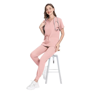 Wholesale Custom Women Medical <b>Scrubs</b> Set Short Sleeve Top & Pant <b>Scrub</b> Uniforms Sets Healthcare Workwear Hospital Nursing <b>Scrub</b> - Product Image 4