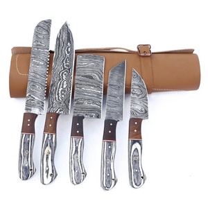 Custom 5 Piece Hand Forged Damascus Kitchen <b>Knife</b> <b>Set</b> Professional Chef Cleaver Utility <b>Knife</b> <b>Set</b> with Wooden Handle OEM ODM - Product Image 3