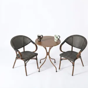 Bespoke Bistro Furniture Set <b>Garden</b> Sets with Wicker Chairs and Round <b>Table</b> for Stylish Outdoor Patio Dining Spaces Decks - Product Image 2