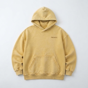 Sudadera con Capucha Amarilla para Hombre, Estilo Desgastado, Oversize, con Detalles Rotos, Estilo Urbano - Product Image 1