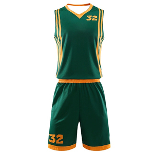 ชุดเสื้อบาสเก็ตบอลสีเขียวแบบไม่มีแขน พร้อมหมายเลข 32 พิมพ์ลายแบบ Sublimation คอวี ระบายเหงื่อได้ดี สำหรับผู้ใหญ่ - Product Image 1