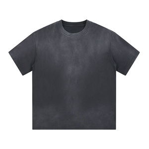 Men's <b>Black</b> <b>Plain</b> Cotton <b>T</b>-<b>Shirt</b> Short Sleeve O-Neck Loose Fit Casual Woven Solid Color Breathable Streetwear 300g - Product Image 1