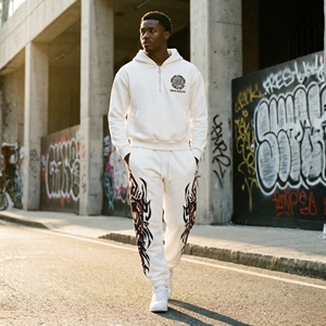 Conjunto Deportivo de Dos Piezas para Hombre, Estilo Deportivo, Lavado Ácido, Sudadera con Cierre de Cremallera de un Cuarto, Pantalones Deportivos Holgados, Ropa Urbana, Personalizable, Venta al por Mayor - Product Image 2