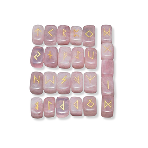 Ensemble de 25 pierres de divination en quartz rose naturel, runes des sorcières sculptées, cadeau spirituel - Product Image 1
