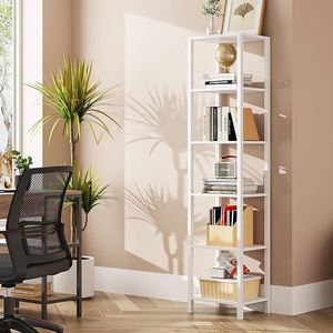 Industrial Living Room Office Study Entryway 6 High Narrow Stackable <b>Adjustable</b> Heavy Duty Wooden Bookshelf - Product Image 5