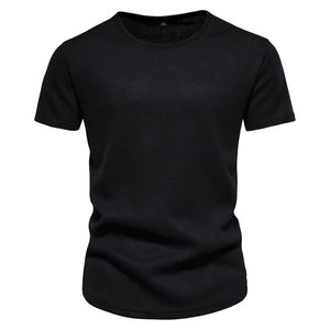 เสื้อยืดคอกลมแขนสั้นผู้ชายขายส่ง แฟชั่นไซส์ใหญ่ สีพื้น ระบายอากาศได้ดี เป็นมิตรกับสิ่งแวดล้อม ผ้าเจอร์ซีย์ 100% ผ้าฝ้าย รับสั่งทำ - Product Image 4