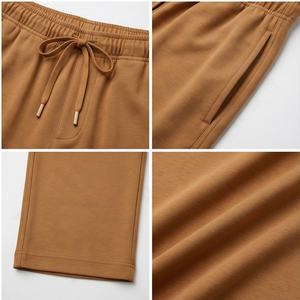 Pantalones de mujer marrones de popelina de algodón con bolsillos laterales cómodos con logotipo personalizado, pantalones de pierna ancha, pantalones de correr para mujer para hombre - Product Image 4