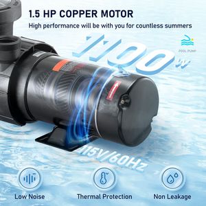 Pompa per Piscina e Spa Trifase 1.5HP 115V 1100W con Potente Filtro e Cestello Filtrante - Product Image 3