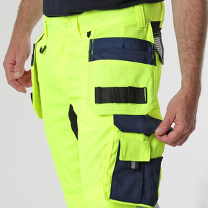 Men's High Visibility Capri Work Pants Reflective Stripes Multiple Pockets Elastic Waist Quick Dry Summer Wear - Product Image 3