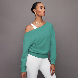 Sweat-shirt oversize décontracté pour femme, à épaules dénudées, en molleton doux, à manches longues, coupe ample, personnalisable, pour le streetwear - Product Image 4
