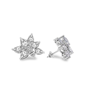 Hermosos pendientes de oro macizo de 18k con corte de pera, diseño de flor Cosmos, con diamantes de laboratorio, certificados por IGI, para mujer. - Product Image 2