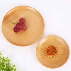 Modern Round Wooden <b>Plate</b> Dish with Engraving Technique Eco-Friendly <b>Disposable</b> Dinnerware for Business Gifts - Product Image 2