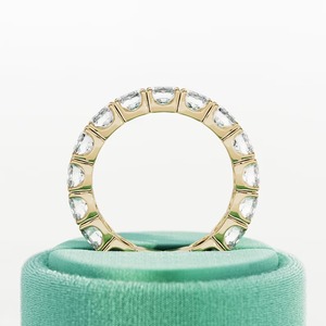 Unique Design 17 Stones E Fancy Color IGI Certified 14K 18K Gold <b>Split</b> Prongs Full Eternity Cushion Lab Grown Diamond <b>Ring</b> - Product Image 5