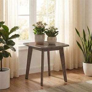 Tavolino Quadrato in Legno di Gomma Massiccio con Finitura Noce da 17 Pollici, Elegante Tavolino d'Appoggio per Soggiorno o Camera da Letto - Utilizzabile come Tavolino da Caffè - Product Image 5