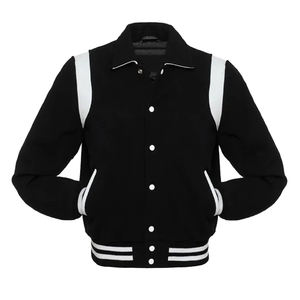 แจ็คเก็ตบอมเบอร์วาร์ซิตี้ผ้าขนสัตว์แท้ 100% สำหรับผู้ชาย กันน้ำ กันลม บุด้วยผ้าฝ้าย สำหรับฤดูหนาว แบบ OEM ปักลาย มีซิปและฮู้ด - Product Image 6