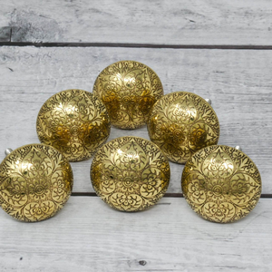 Heritage Inspired <b>Metal</b> Craft Cabinet Knob Embossed Floral Brass Finish Furniture Pull Handle for Wardrobes Drawers <b>Cupboards</b> - Product Image 4