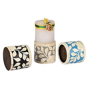 Best Quality Bone Inlay Candle Holder Modern Design Bone Inlay Candle Pillar Handicraft Customized Size - Product Image 2