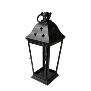 Farol Moderno de Metal Blanco y Vidrio para Velas Cónicas con Diseño de Estrellas, Hecho a Mano, Sin Plomo, para Decoración Navideña y de Bodas - Product Image 5