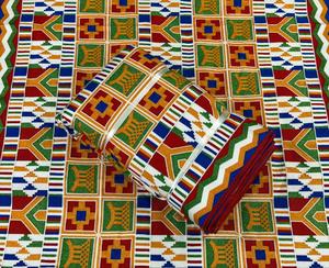 African Woven Cotton Fabric Colorful Geometric Jacquard Brocade Textile For Apparel <b>Dress</b> - Product Image 1