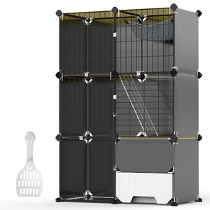3-Tier Indoor <b>Cat</b> Cage with Detachable Litter <b>Box</b> Hammock Metal Wire Kennel <b>Cat</b> House Enclosure 1-2 Kit Pet Furniture - Product Image 2