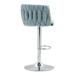 Set of 2 <b>Adjustable</b> Counter <b>Height</b> Bar <b>Stools</b> 360 Fabric Cover Swivel Bar Chairs with Woven Back & Footrest Silver - Product Image 4