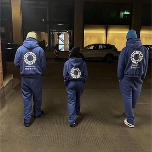 Chándal de fabricante de ropa, chándales de peso pesado para hombre, pantalones de chándal y sudaderas con capucha unisex, conjunto de Sudadera con capucha y logotipo estampado de hojaldre personalizado - Product Image 6