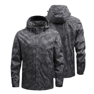 Premium Quality Men's Hooded Windbreaker <b>Jacket</b> Customized Logo Autumn Windproof Zipper Vintage <b>Camo</b> Pattern 2025 - Product Image 1